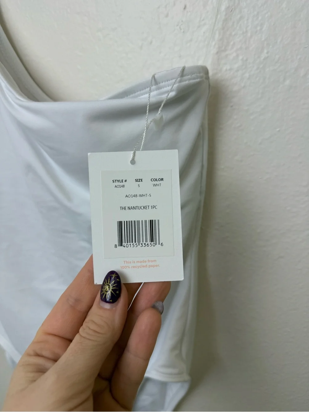 NWT Andie The Nantucket One Piece Swimsuit White One Shoulder Size Small